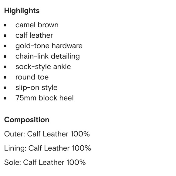 Coach Kenna honey caramel brown bootie with gold chain chunky heel ankle boot - Picture 14 of 14